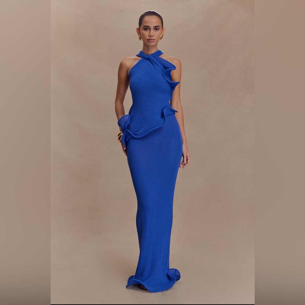 Meshki Caprice Halter Knit Maxi Dress